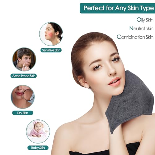 Wash Cloths 6 Pack, Super Soft & Skin Friendly Face Towel for Sensitive Skin, Reusable Washable Makeup Remover Cloth, 10x10 inch Small Baby Washcloths, Easy to Rinse Dark Grey Facial Cleaning Cloth
