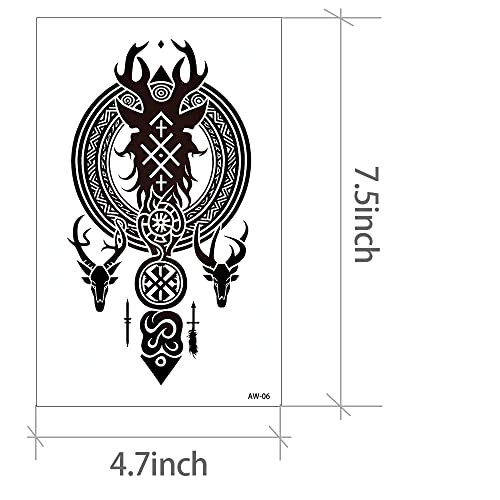 20 Sheets Temporary Tattoos Stickers Contain Viking and Dragon Art Pattern for Men and Women Body Shoulder Arm Chest Tattoo