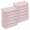 Striped 12 Pack Washcloths, Pure Cotton Face Towels, Comfort Towels for Bathroom, Hotel, Spa 14"x14" Pink