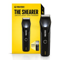 TOOLETRIES The Shearer - Groin & Body Hair Trimmer for Men, Electric Shaver for Pubic Hair, Balls, Groin, Chest, Legs, Waterproof Wet/Dry Clippers, Rechargeable, Bonus Shower Kit - Black