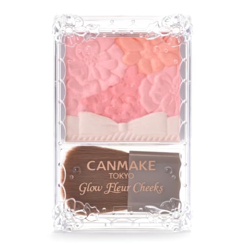 CANMAKE - Glow Fleur Cheeks - Long-Lasting Light Natural Blending Gentle Pearl Radiance - 0.20oz (5.7g) (02 Apricot Fleur)