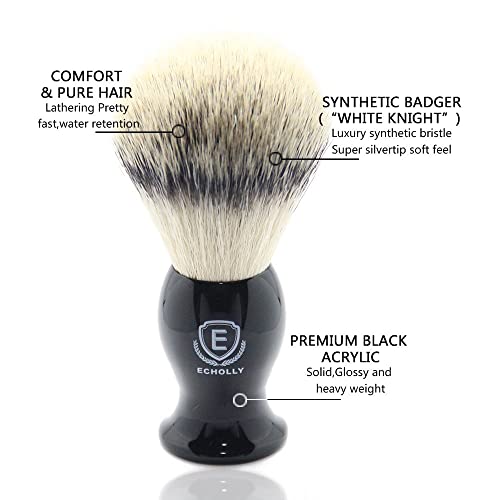 Luxury Shaving Brushes For Men by Echolly-Super Strong NO Shedding Bristle Shave Brushes for Men-Smooth Acrylic Handle Legacy Shave Brush-Rich and Fast Lather Shaving Cream Brush Gifts for Fathers Day