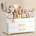 HBlife Makeup Organizer for Vanity with Brush Holder, Large Bathroom Countertop Cosmetic Organizer Skin Care Storage, Easy to Store Lipsticks, Nail Polishes, Perfumes, Eyeshadow Palettes, All White