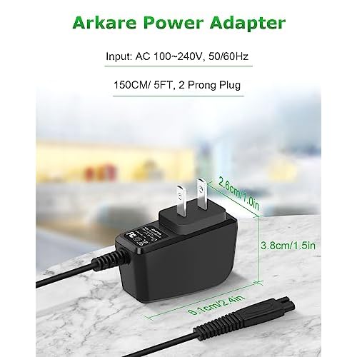 5V 1A Charger for Andis Shavers TS-1 TS-2 17150 17165, 5V 1A Adapter for Andis Foil Shaver Power Cord Compatible for Electric Shaver 5FT/1.5M Black