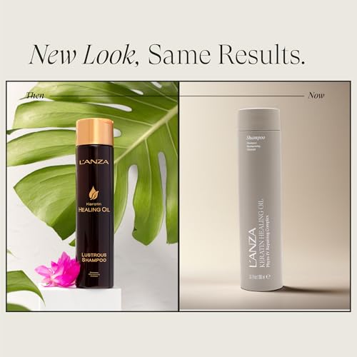 L'ANZA Keratin Healing Oil Shampoo Hydrating Cleanse, Boosts Softness, Adds Lustrous Shine, Anti-Frizz, Color Safe, Strengthening Anti-Humidity Strengthening Care, Sulfate Free