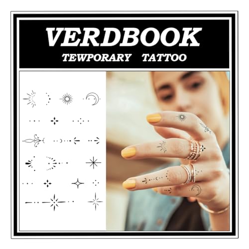 Waterproof Temporary Tattoos: 2-Sheet Tattoo Kit with Realistic Body Stickers, Semi-Permanent Tattoos for Adults Lasting 7-15 Days ? Safe for Men & Women, Realistic Celestial Symbols