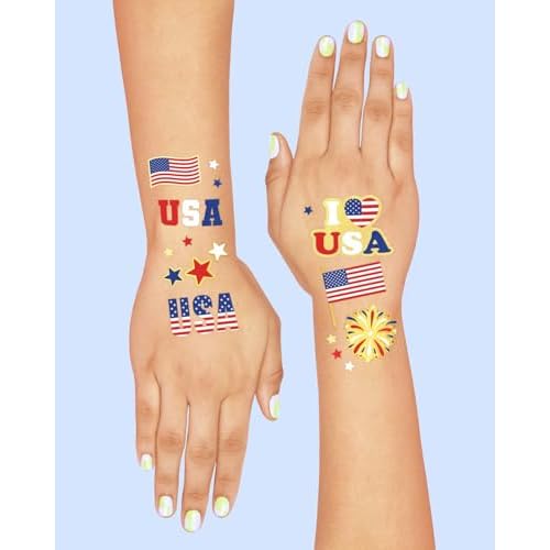 xo, Fetti Fourth of July Decorations Tattoos - 70 styles | Red White and Blue Party Supplies, 4th of July, USA Flag, Memorial Day