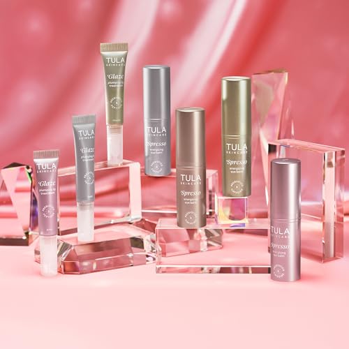 TULA Skin Care Eye + Lip Duo - Spresso Energizing Eye Balm 0.35 oz + Glaze Plumping Lip Treatment 0.28 oz, 2-Piece Holiday Kit