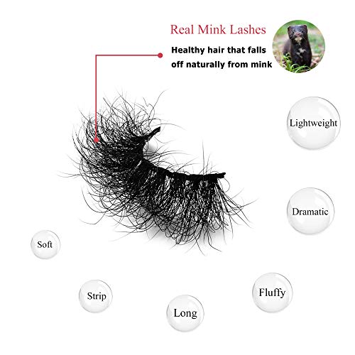 Fluffy Mink Lashes Miuhair False Eyelashes Natural Real Mink Lashes Fluffy Long 5D Dramatic Eyelashes for Women Full Lashes Durable Reusable Mink Eyelashes Messy Bomb1 pair
