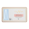 Cre8tion Soft Gel Nail Tips, Extra Long Coffin Shape, 602 Tips in 14 Sizes (00-9) for Professional Nail Extensions