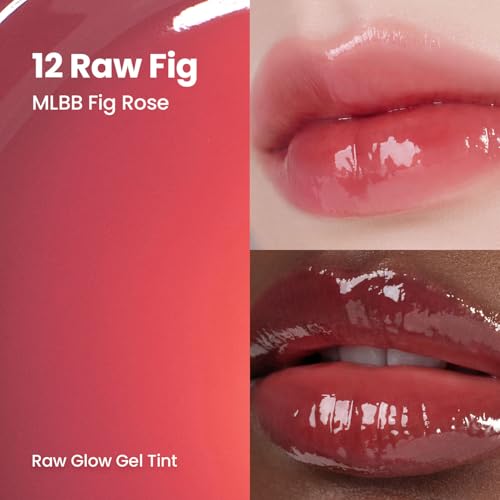 HINCE Raw Glow Lip Tint - Stain Glazed, Glossy Dewy Lip Gloss, Non Sticky & Long Wearing for Natural Glass Glow, Hydrating, Moisturizing Liquid Lipstick, Vegan, 0.13 fl.oz. (RAW FIG, 12)