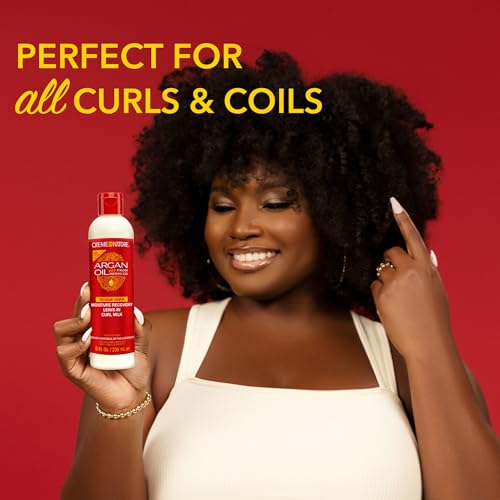 Creme of Nature Moisture Recovery Leave-In Curl Milk, Lightweight Daily Moisturizer, Detangles and Adds Shine, With Argan Oil from Morocco, 8 oz