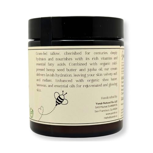 Tallow & Hemp Body Butter ? Whipped Grass?Fed Tallow + Hemp Seed Butter ? Calming Chamomile/Sandalwood/Lavender ? Deep Hydration for Dry & Sensitive Skin (4 oz)