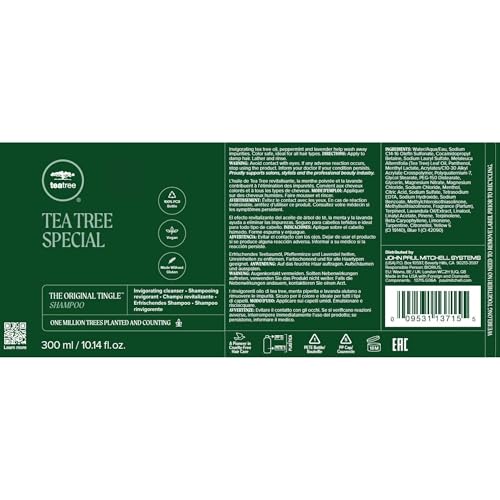 Tea Tree Special Shampoo,Deep Cleans, Refreshes Scalp,For All Hair Types, Especially Oily Hair & Tea Tree Lavender Mint Moisturizing Conditioner,Hydrates + Soothes,For Coarse Dry Hair,10.14 fl oz, Set