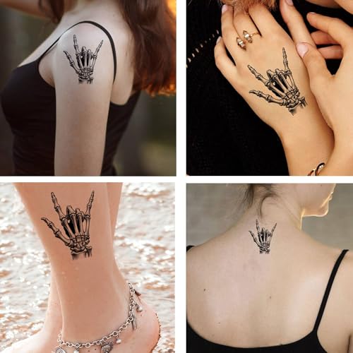 Tattoo design 6 Sheets Temporary Tattoos Hand Skeleton Tattoo Ghost hand Fake tattoos Neck Arm Chest