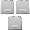 Stephanie Imports Set of 3 Engraveable Grooved Pattern Double Sided Magnifying Compact Mirrors (Silver, Large Square)
