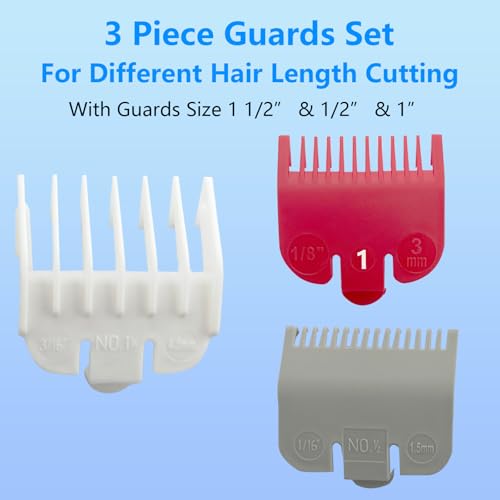 Professional Hair Clipper Guards Cutting Guides Compatible with Wahl Hair Clippers Trimmers - 3 Cutting Lengths 1 1/2¡± & 1/2¡± & 1¡±(1.5 & 3 & 4.5 mm) Fits Most Size Wahl Guide Combs - 3 Color Coded