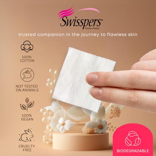 Swisspers Premium Ultra Soft Cleansing Cotton Pads ? 150 Count (Pack of 3) ? Luxuriously Soft Pads for Gentle Skincare and Makeup Removal ? 100% Cotton