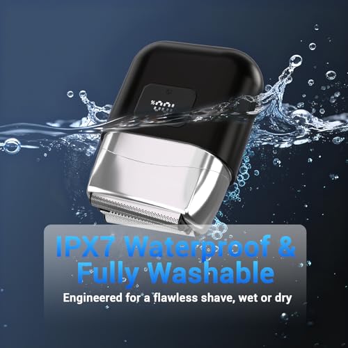 Electric Foil Shavers for Men: Mini Electric Razor with 3 Floating Blades, LED Display, Dual Speed - IPX7 Waterproof Wet/Dry Cordless Razor, USB Fast Charging, Travel Lock (Black)