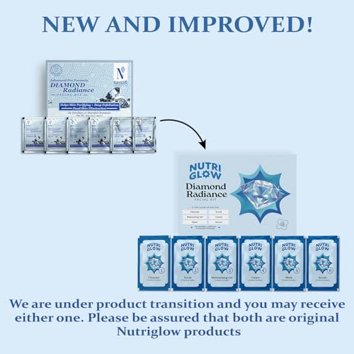 NutriGlow NATURAL'S Advanced Pro Formula Diamond Radiance Facial Kit For Make Skin Acne & Spot Free,Brightens Up Dull Skin, 60gm