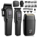Professional Hair Clipper for Men, 3 in 1 Hair Clipper Beard Trimmer and Electric Foil Shaver Set with LED Display, Cordless Grooming Kit for Home, Travel, Barber, Ideal Gift for Him