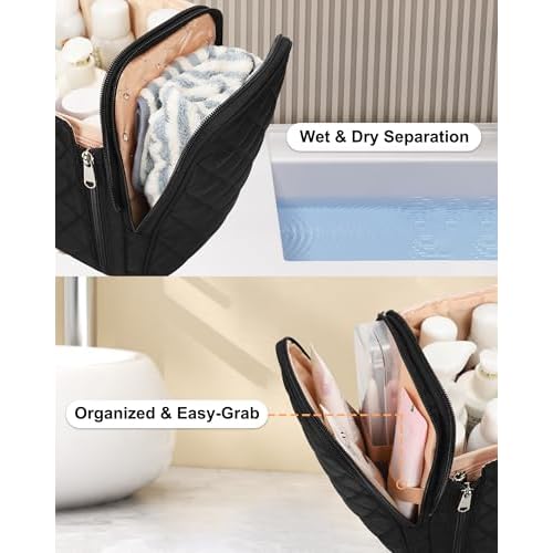 Travel Toiletry Bag for Women, Hanging Toiletry Bag Standing Toiletry Organizer with Hook Large Makeup Cosmetic Bag Portable Hanging Toiletry Organizer Bags for Full-Size Toiletries, Accessories