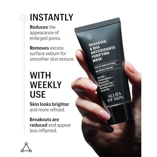 Allies of Skin 2% BHA & Rhassoul Clay Face Mask | Weekly Treatment to Reduce Pores and Blemishes | Control Breakouts, Acne and Blackheads | Hydrate and Retain Moisture (1.7 oz)