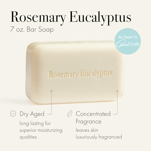 LAFCO New York Bar Soap, Rosemary Eucalyptus - 7 oz - Ultra-Hydrating, Natural Formula - All Skin Types - Made in Europe (Pack of 2)