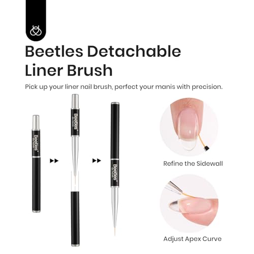 Beetles Builder Gel for Nails-Dew Glow 8-in-1 Nail Thickening Strengthening Building Apex with Liner Nail Brush for Beginner DIY Salon at Home,Clear Builder Nail Gel,UV & LED Lamp Cured Needed
