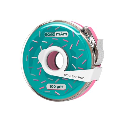 STALEKS PRO Disposable White Abrasive Tape papmAm Expert ? 100 Grit ? 7m Roll in Plastic Case ? Glueless Replaceable Abrasive ? Professional Nail Shaping ? Manicure & Pedicure
