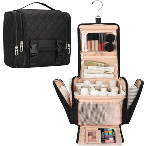 Travel Toiletry Bag for Women, Hanging Toiletry Bag Standing Toiletry Organizer with Hook Large Makeup Cosmetic Bag Portable Hanging Toiletry Organizer Bags for Full-Size Toiletries, Accessories