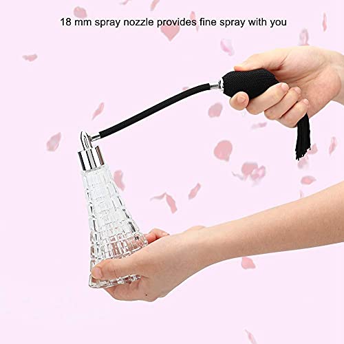 Glass Refillable Vintage Perfume Bottle with Black Bulb & Tassel Atomizer Sprayer - 2.53oz/75ml