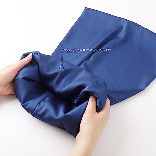 ALASKA BEAR Natural Silk Lined Shower Cap Hair Bonnet for Curly Dry Hair/Medium Length/Semi Thick Hair, Versatile & Adjustable, Unisex(Navy Blue)