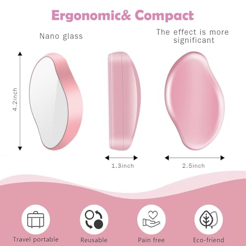 2PCS Crystal Hair Eraser for Women Reusable Hair Remover Stone, Painless Crystal Hair Remover for Women and Men, Magic Painless Exfoliation Hair Removal Tool-Pink Purple