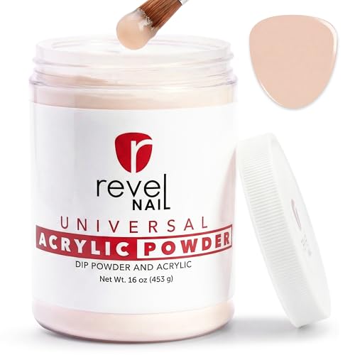 Revel Nail Universal Acrylic and Dip Powder, Salon Pro Size 16 oz (453 g) Refill Jar for Overlays and Extensions, Warm Pink, Made in USA
