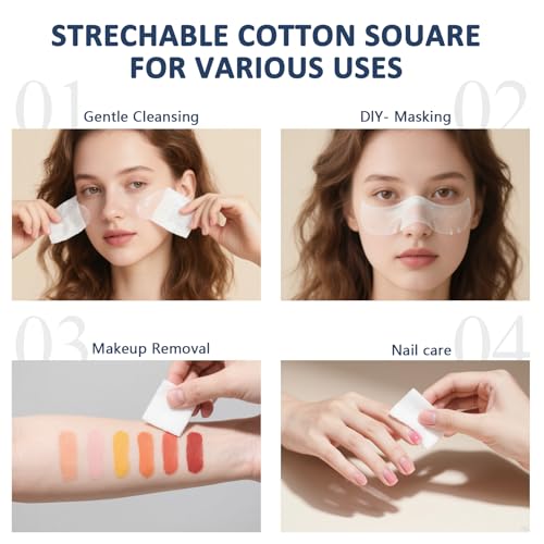 600 PCS Stretchable Makeup Cotton Wipes, Disposable Esthetic Wipe Thin Makeup Cotton Pads Pads for Face, Women Wet Applications Stretchable for Face for Skin Care Makeup 200 Count (Pack of 3)