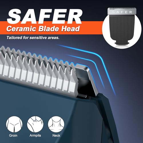 Body Hair Trimmer for Men, 2-in-1 Groin Hair Trimmer & Body Groomer Ball Shaver Electric Razor for Men Pubic Hair with 2 Replaceable Ceramic Blades, Gifts for Husband Guys Him