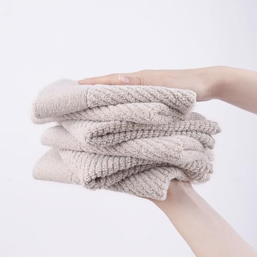 Everplush Industrial Twill Face Towel 6-Piece Set - Cotton & Microfiber Blend, Super Absorbent, Ultra Soft, Skin-Close Cotton Fibers, Long Lasting, Daily Cleansing