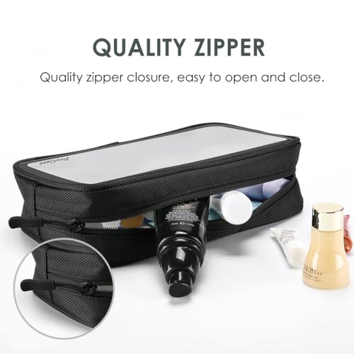 ProCase TSA Approved Travel Toiletry Bag Pouch, Matte Clear Travel Organizer Airport Carry-On Checkpoint Airline Compliant Storage Bag -2 Packs, Black