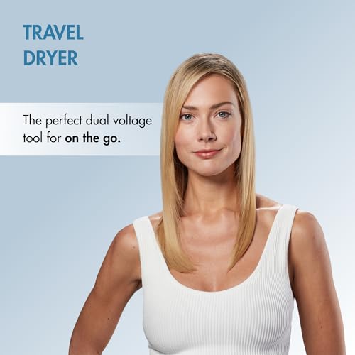 Nano Titanium Travel Hair Dryer, 1000 Watt Professional Blow Dryer with Concentrator Nozzle, Foldable Handle, Dual Voltage