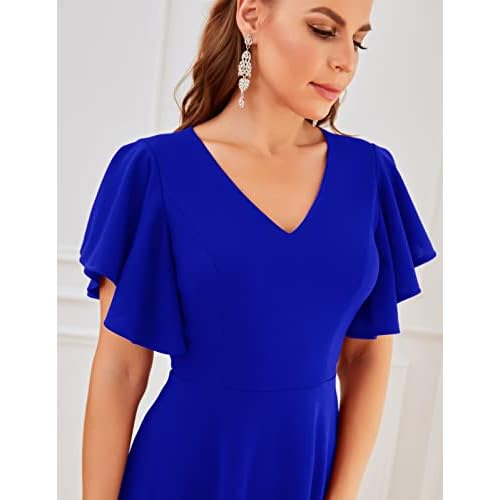 Bridesmay Women's Formal Wedding Guest Dress for Women 2026 Short Sleeve Fit and Flare Tea Party Dresses