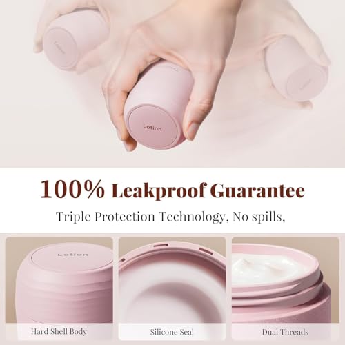 Travel Toiletry Jar Set - 6Pcs Leakproof Travle Containers with Carry Bag, Dual - PLA Hard Shell Jars for Skincare, Lotions, Creams - Includes 4x30ml, 2x60ml & 10xMagnetic Labels, Pink