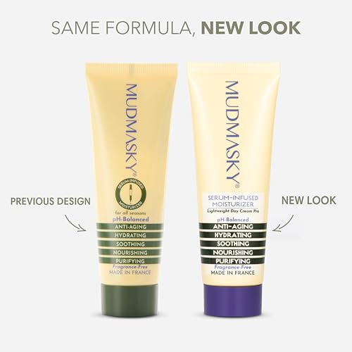 MUDMASKY Face Moisturizer Cream - Serum-Infused Moisturizer for Deep Hydration - Lightweight Skin Care with Mango, Almond & Sunflower Oils - All-Natural Beauty Product Imported from France