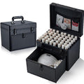 Professional Nail Polish Case Organizer, Nail Box Organizer Case with Double Layer Aluminum for Nail Organizers and Storage Suitable for Nail Tech, Nail Kit-Black