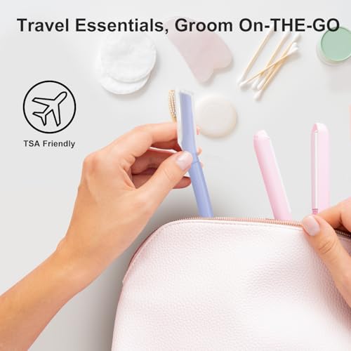 Dermaplane Razor, Face Razors for Women, Dermaplaning Tool with Microblades for Face, Gentle Facial Exfoliation, Peach Fuzz Removal and Eyebrow Shaping, Skin Care Tool for Smoother Skin, Lilac