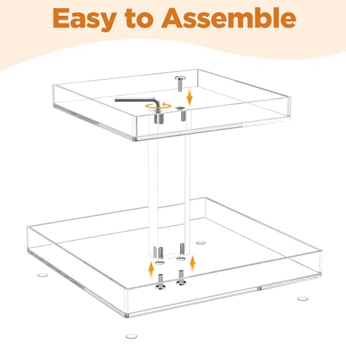 2-Tier Acrylic Bathroom Cosmetic Storage Organizer for Dresser and Countertop Standing Perfume Tray for Bedroom Decor