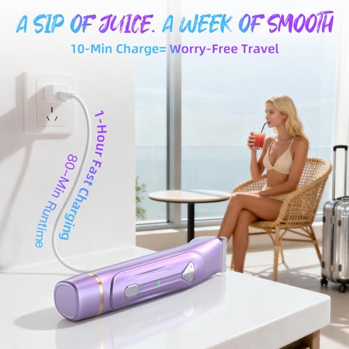Dermave Bikini Shaver - Electric Bikini Trimmer for Women, 2-in-1 Waterproof Shaver (Purple)