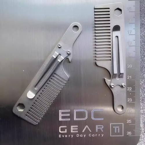 Titanium Comb EDC Mini Portable Hair Comb Multifunctional EDC Mustache Comb