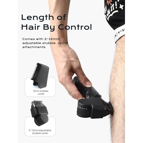 Electric Body Hair Trimmer for Men,Cordless Waterproof Body Razor 120 Mins Long Lasting,V-Shaped Lightweight Portable Pubic Hair Trimmer for Ball/Groin Pubic Sensitive Area