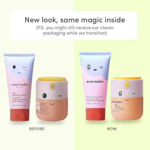 Evereden Kids Healthy Morning Duo with Headband for Girls and Baby Lip Balm: Clean & Vegan Skin Care | Cloud Face Wash, SPF 20 Mineral Face Cream | Non-Toxic & Easy-to-Use